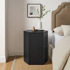 Kade Black Faceted Wood Side Table - Ornate Home