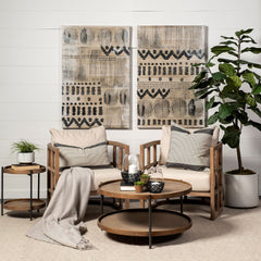Kade Natural Brown/Gray 16.9" Round Top Wood and Metal Frame Tray-Style End/Side Table - Ornate Home