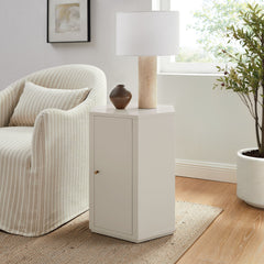 Kade Putty Faceted Semi-Gloss Side Table - Ornate Home