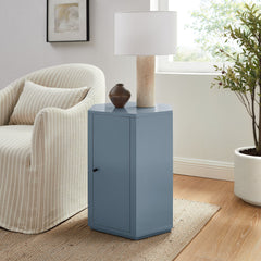 Kade Stillwater Blue Faceted Semi-Gloss Side Table - Ornate Home