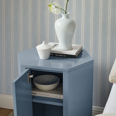 Kade Stillwater Blue Faceted Semi-Gloss Side Table - Ornate Home