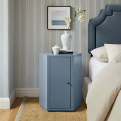 Kade Stillwater Blue Faceted Semi-Gloss Side Table - Ornate Home
