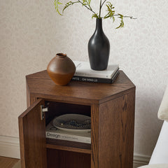 Kade Walnut Faceted Wood Side Table - Ornate Home