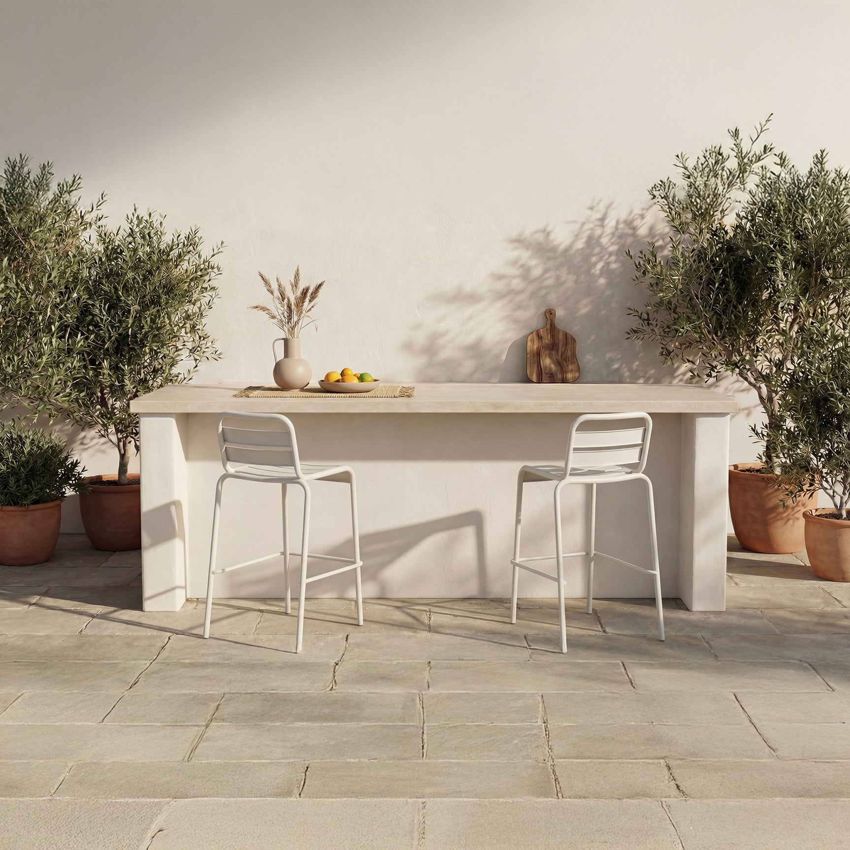 Kade White Outdoor Bar Stool (Set of 2) - Ornate Home