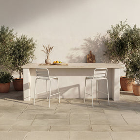 Kade White Outdoor Bar Stool (Set of 2) - Ornate Home