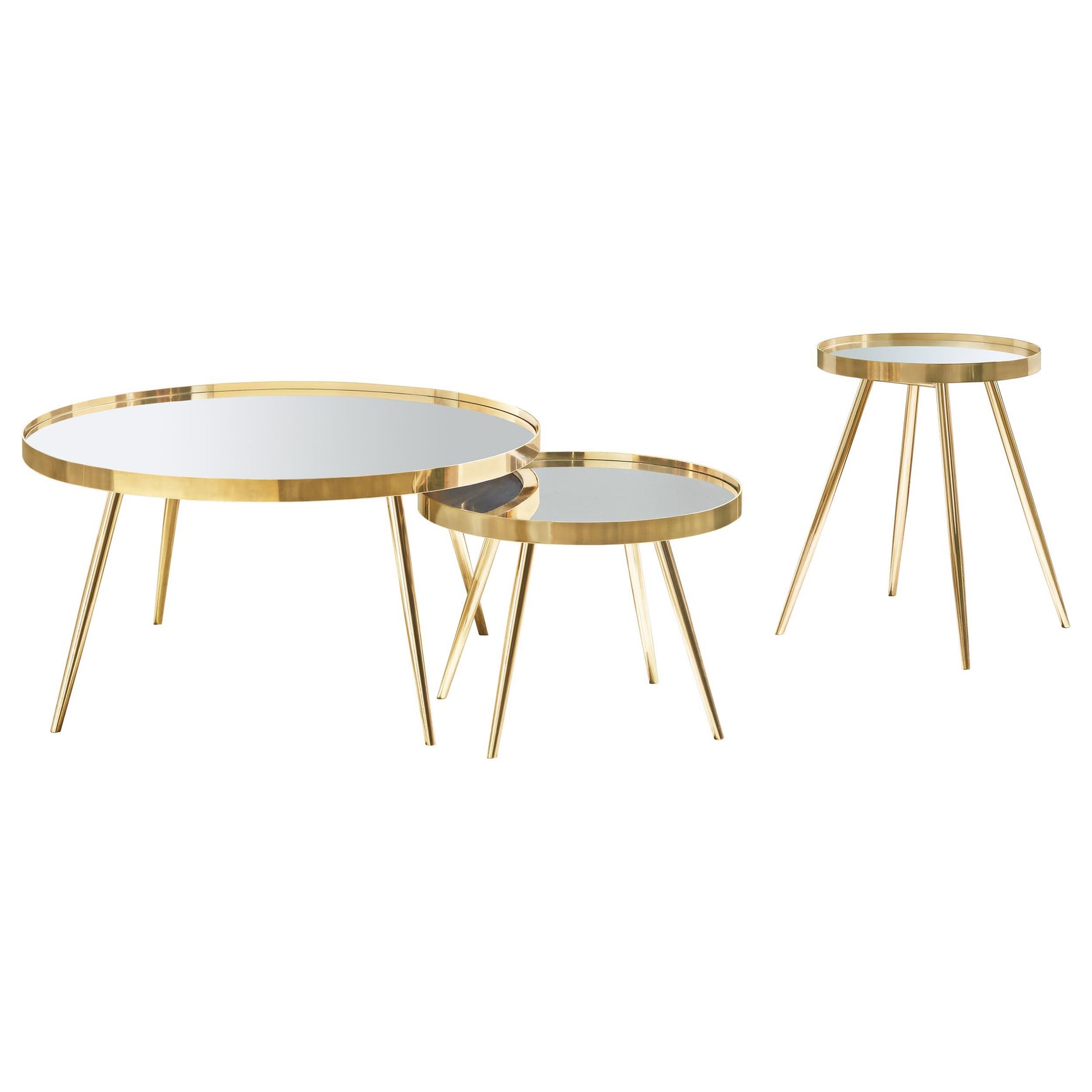 Kaelyn Gold 3-piece Round Coffee and End Table Set - Ornate Home