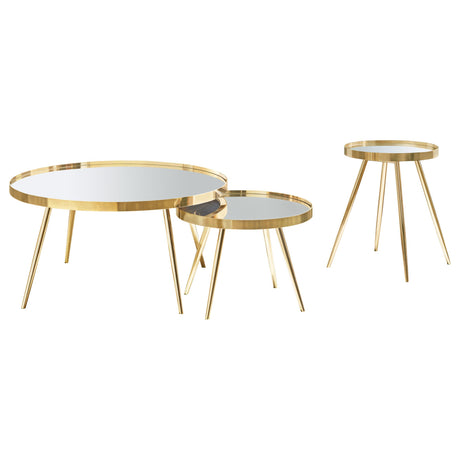 Kaelyn Gold 3-piece Round Coffee and End Table Set - Ornate Home