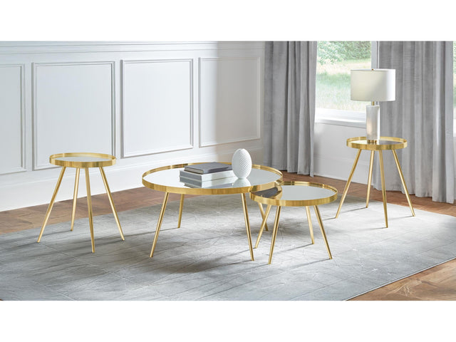 Kaelyn Gold 4-piece Round Coffee and End Table Set - Ornate Home