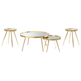 Kaelyn Gold 4-piece Round Coffee and End Table Set - Ornate Home