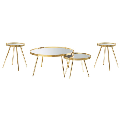 Kaelyn Gold 4-piece Round Coffee and End Table Set - Ornate Home