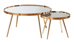 Kaelyn Mirror & Gold Nesting Coffee Table  / 2pc - Ornate Home