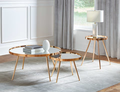 Kaelyn Mirror & Gold Nesting Coffee Table  / 2pc - Ornate Home