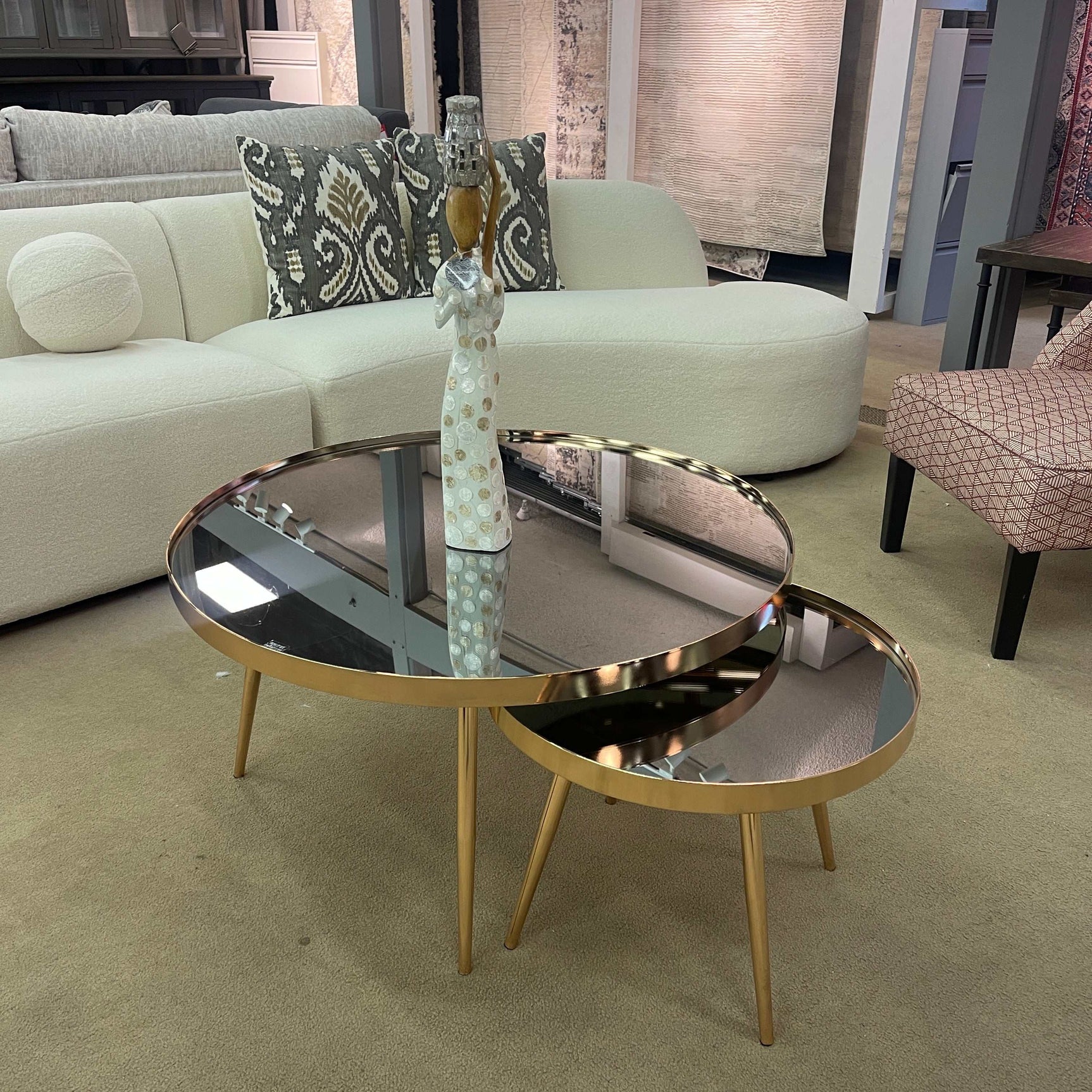 Kaelyn Mirror & Gold Nesting Coffee Table  / 2pc - Ornate Home