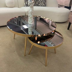 Kaelyn Mirror & Gold Nesting Coffee Table  / 2pc - Ornate Home
