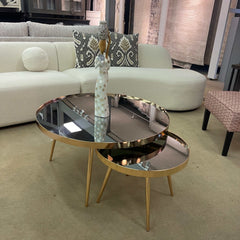 Kaelyn Mirror & Gold Nesting Coffee Table  / 2pc - Ornate Home