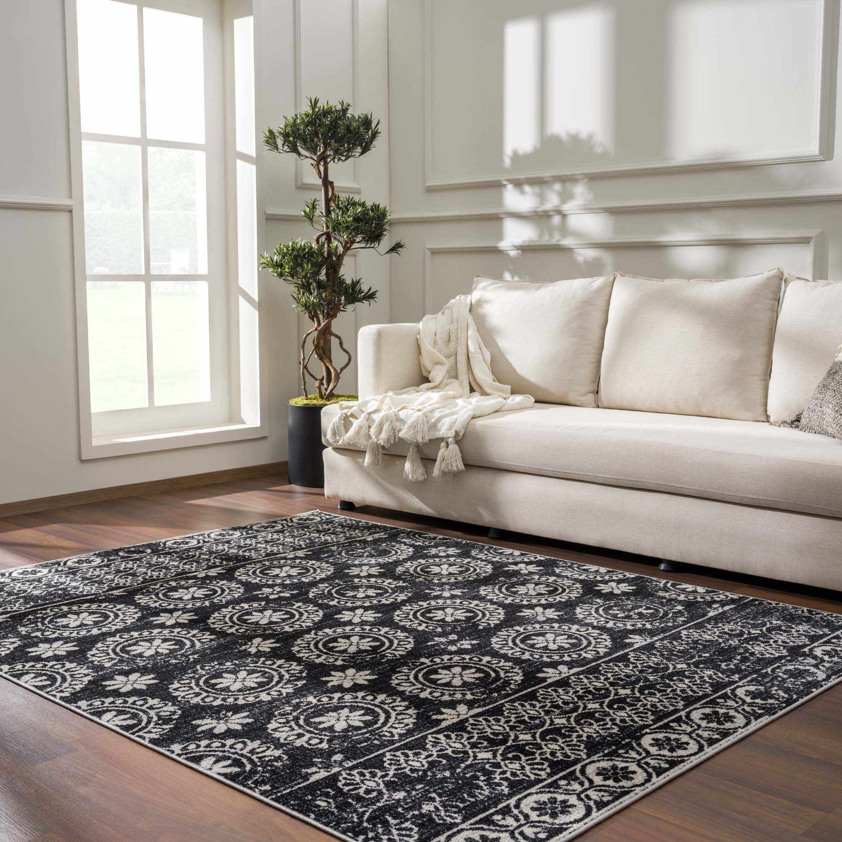 Kahraman Black & White Washable Rug - Clearance - Ornate Home