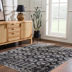 Kahraman Black & White Washable Rug - Clearance - Ornate Home