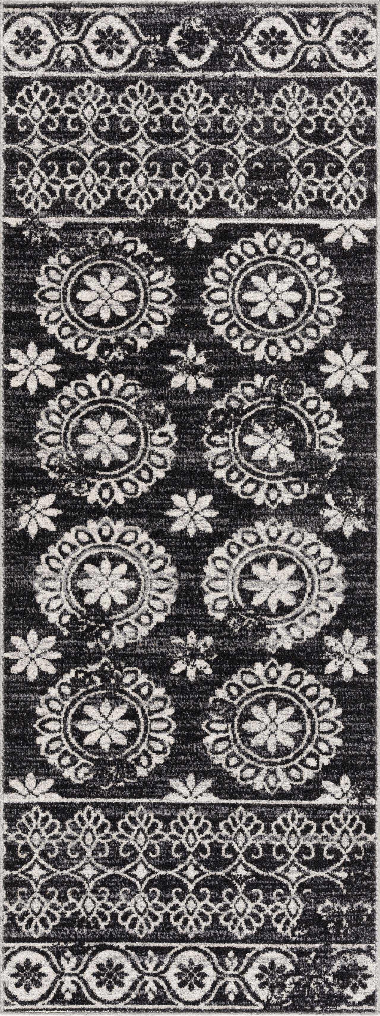 Kahraman Black & White Washable Rug - Clearance - Ornate Home
