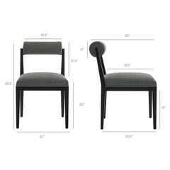 Kai Charcoal Fabric Dining Chair (Set of 2) - Ornate Home