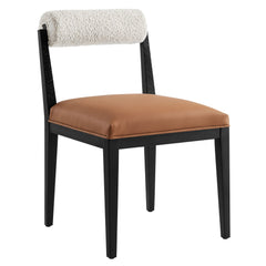 Kai Pearl Tan Black Boucle and Vegan Leather Dining Chair (Set of 2) - Ornate Home