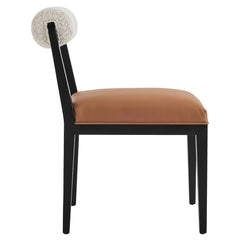 Kai Pearl Tan Black Boucle and Vegan Leather Dining Chair (Set of 2) - Ornate Home