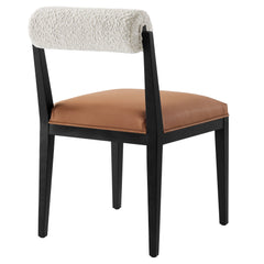 Kai Pearl Tan Black Boucle and Vegan Leather Dining Chair (Set of 2) - Ornate Home