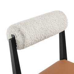 Kai Pearl Tan Black Boucle and Vegan Leather Dining Chair (Set of 2) - Ornate Home