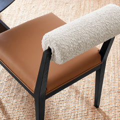 Kai Pearl Tan Black Boucle and Vegan Leather Dining Chair (Set of 2) - Ornate Home