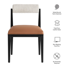 Kai Pearl Tan Black Boucle and Vegan Leather Dining Chair (Set of 2) - Ornate Home
