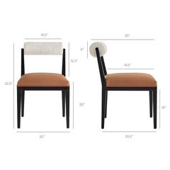 Kai Pearl Tan Black Boucle and Vegan Leather Dining Chair (Set of 2) - Ornate Home