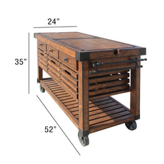 Kaif Distressed Chestnut Kitchen Cart - Ornate Home