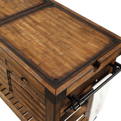 Kaif Distressed Chestnut Kitchen Cart - Ornate Home