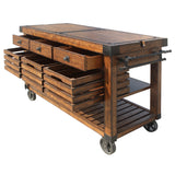 Kaif Distressed Chestnut Kitchen Cart - Ornate Home