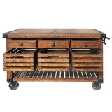 Kaif Distressed Chestnut Kitchen Cart - Ornate Home