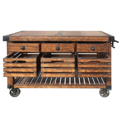 Kaif Distressed Chestnut Kitchen Cart - Ornate Home