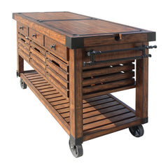 Kaif Distressed Chestnut Kitchen Cart - Ornate Home