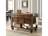 Kaif Distressed Chestnut Kitchen Cart - Ornate Home