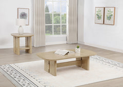 Kailani Beige Oak 2-piece Coastal Coffee and End Table Set - Ornate Home
