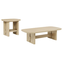 Kailani Beige Oak 2-piece Coastal Coffee and End Table Set - Ornate Home