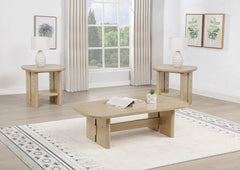 Kailani Beige Oak 3-piece Coastal Coffee and End Table Set - Ornate Home