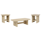 Kailani Beige Oak 3-piece Coastal Coffee and End Table Set - Ornate Home