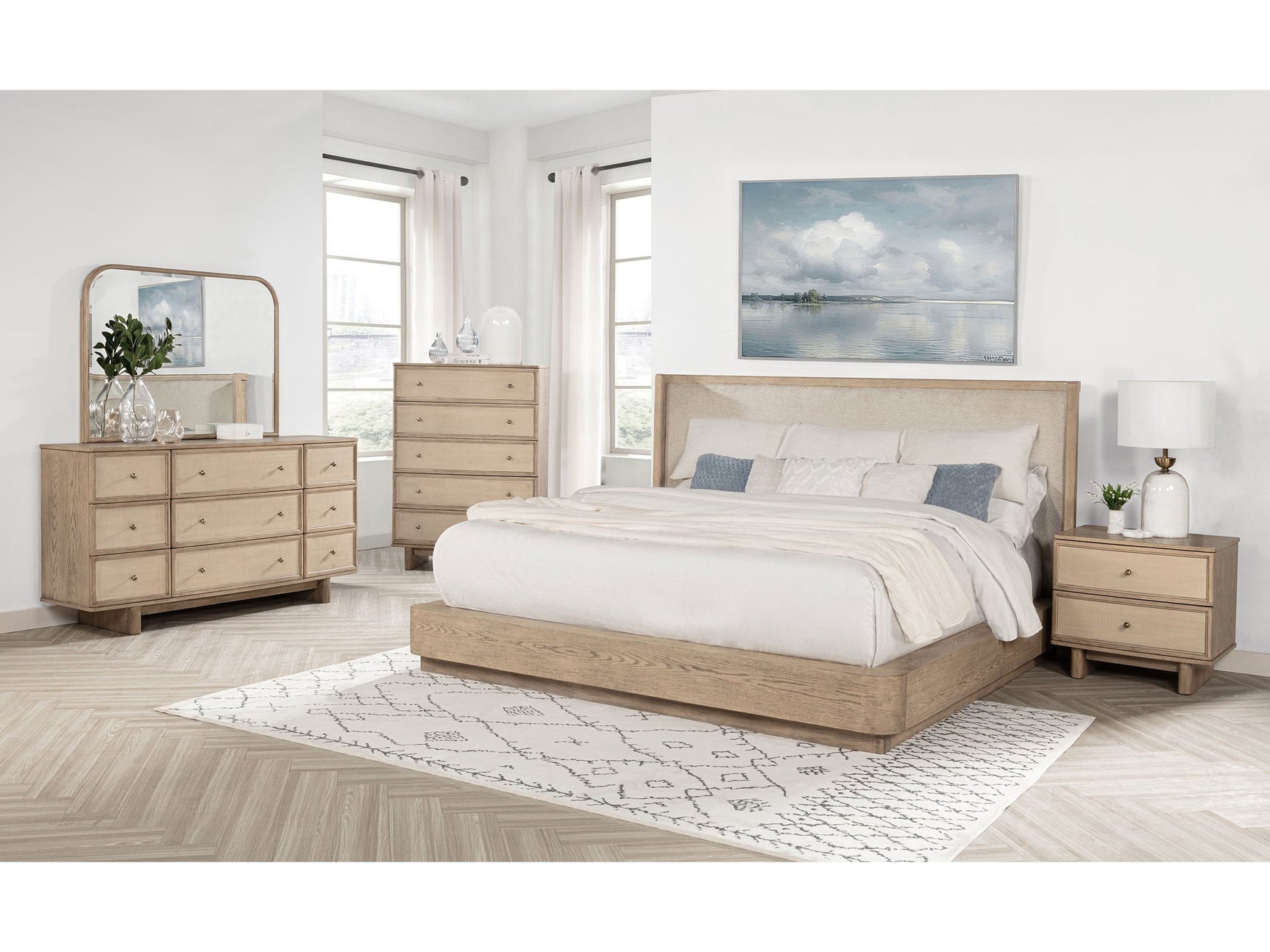 Kailani Beige Oak 5-piece California King Bedroom Set - Ornate Home