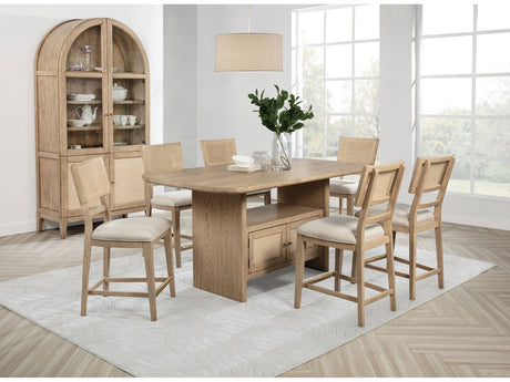 Kailani Beige Oak 7-piece Counter Height Dining Room Set - Ornate Home