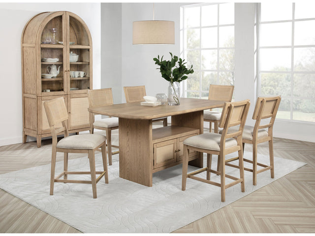 Kailani Beige Oak 7-piece Counter Height Dining Room Set - Ornate Home
