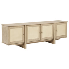 Kailani Beige Oak 79-inch 4-door Cane TV Stand Media Console - Ornate Home