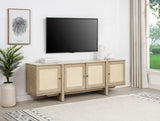 Kailani Beige Oak 79-inch 4-door Cane TV Stand Media Console - Ornate Home
