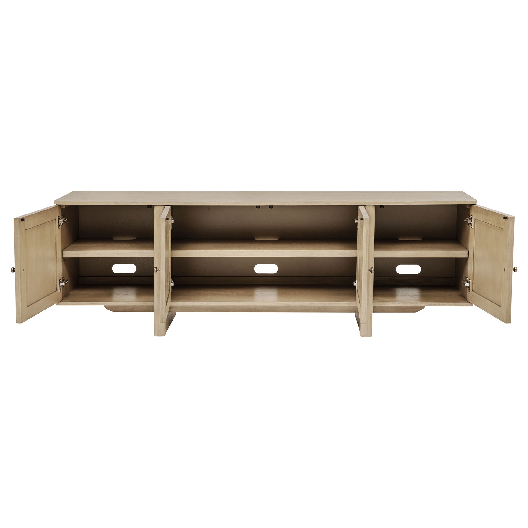 Kailani Beige Oak 79-inch 4-door Cane TV Stand Media Console - Ornate Home