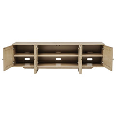 Kailani Beige Oak 79-inch 4-door Cane TV Stand Media Console - Ornate Home