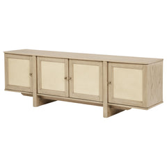 Kailani Beige Oak 79-inch 4-door Cane TV Stand Media Console - Ornate Home