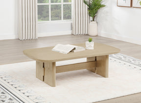 Kailani Beige Oak Coastal Rectangular Cocktail Coffee Table - Ornate Home